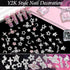 RODAKY 128PCS Silver Nail Charms, Cross Star Charms for Nails, 3D Saturn Planet Nail Jewelry, Pink Nail Rhinestone Gems