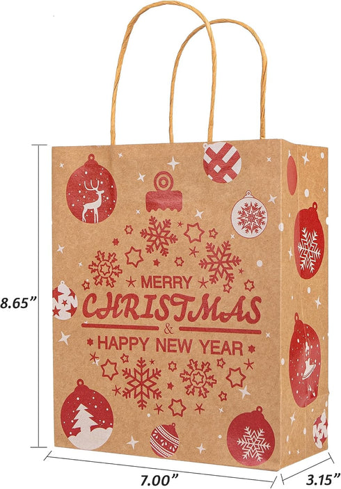 Kiddokids 48 7" 8.65" 3.15", 48 Packaging, Christmas Gift Bags x x Kraft Holiday Wrapping with Tissue Papers, Gift Tags