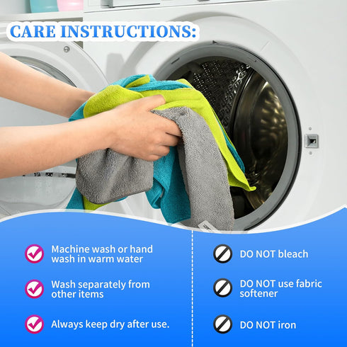 FIXSMITH Microfiber Cleaning Cloth - Pack of 12, 12 x 16 in, Highly Absorbent, Lint-Free Cleaning Rags for Home