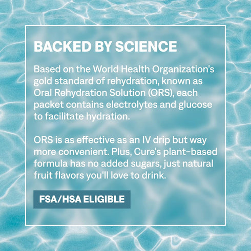 Cure Hydration Plant-Based Electrolyte Drink Mix - No Added Sugar - Coconut Water Powder - 14 Packets Blood Orange