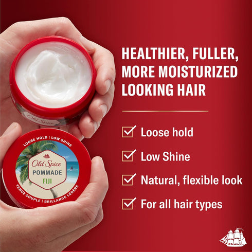 Old Spice Fiji Pomade for Men - Loose Hold, Low Shine Hair Styling (2.22 Oz)