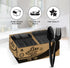 1000 Pcs Black Plastic Utensils Set - 500 Forks and 500 Teaspoons, Bulk Black Cutlery Set, Packaging May Vary