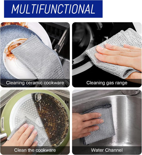 Holyenten 20PCS Non-Scratch Steel Scrubber Pads, Dual-Sided Wire Dishcloths for Wet/Dry Cleaning, Metal Scrubbers