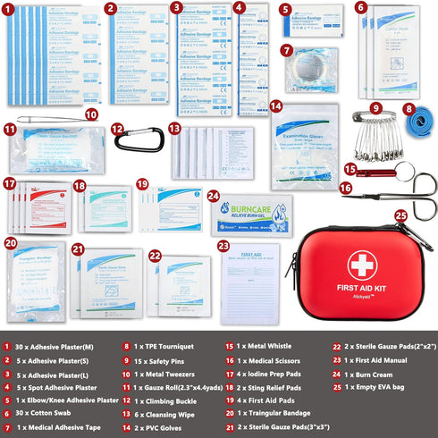 Mini First Aid Kit - 120 Piece Small Waterproof Hard Shell Medical Kit for Car, Home, Office, Travel, Camping, Outdoor