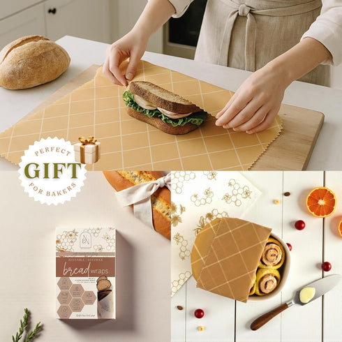 Nectar & Nest Beeswax Wraps for Food - Bread Wraps - Reusable Bread Storage Bags - Organic & Eco-Friendly Alternative