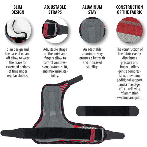 ORTONYX Wrist Immobilizer Brace - Pinky Finger Splint for 4th & 5th Finger, Ulnar Gutter Support, Adjustable, KB434 Gray