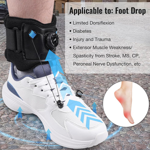 PRFCTLIFE AFO Foot Drop Brace with Upgraded Dial for Adjustable Dorsiflexion, Drop Foot Brace for Walking with Shoes.