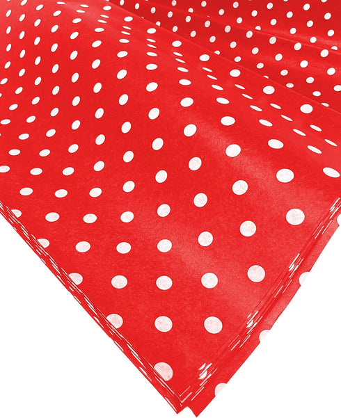 Flexicore Packaging Red Polka Dot Print Gift Wrap Tissue Paper - Size: 15 Inch X 20 Inch, Count: 10 Sheets