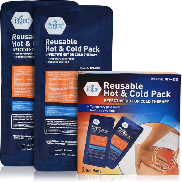 MED PRIDE Reusable Gel Pads (2 Pack) for Hot & Cold Therapy - Microwavable Heating Pads & Ice Packs for Injuries,