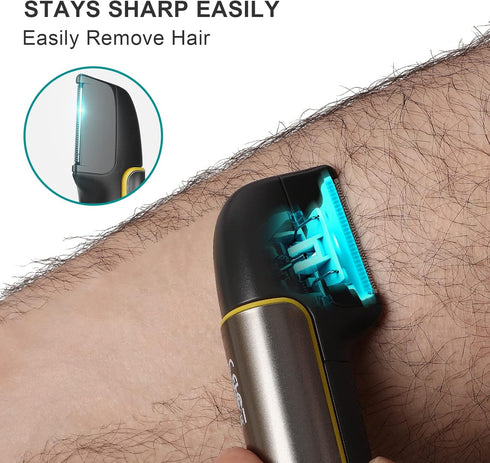 PRITECH Body Hair Trimmer for Men, Rechargeable Groomer with Guard Comb for Body, Face, Legs, and Beard