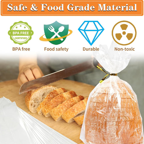 Reastar 30 Pack Bread Bags, Plastic Bread Bags with Ties for Homemade Bread, Clear Bagel Sandwich Bags, Bread Loaf Bags