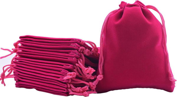 Sansam 25pcs Rose Drawstrings Velvet Gift Bags, Velvet Jewelry Pouches for Wedding Favors, Candy Bags, Party Favors