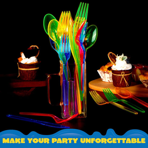 JOYIN 288 PCs Plastic Cutlery Hard Utensils for Cinco De Mayo Celebrations, Luau Party, Taco Tuesday Event, Mexican