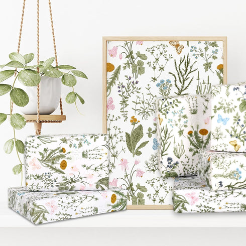 JarThenaAMCS 100 Sheets Vintage Wildflower Tissue Paper, Wild Floral Art Spring Wrapping Paper for Gift Packing