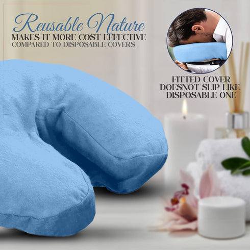 London Linens Premium Extra Thick 100% COTTON Flannel Massage Face Cradle Cover, Includes 4pcs, Baby Blue