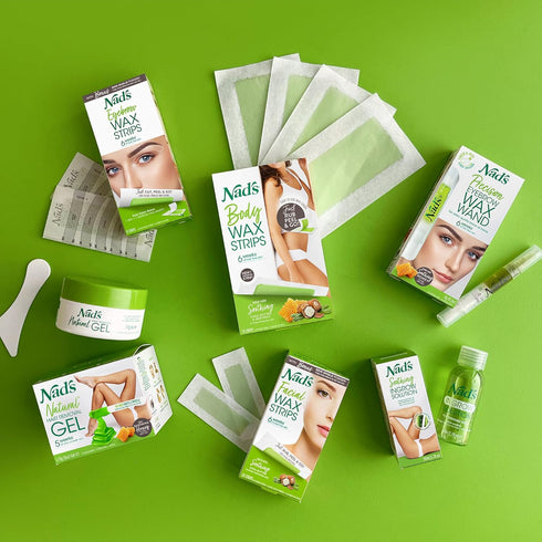 Nad's Body Wax Strips Hair Removal for Women, At Home, 24 Count plus 4 Calming Oil Wipes