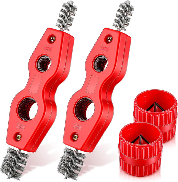 4 Pieces Copper Pipe Cleaner and Reamer Set, 4 In 1 Pipe Deburring Brush for PVC PPR Copper