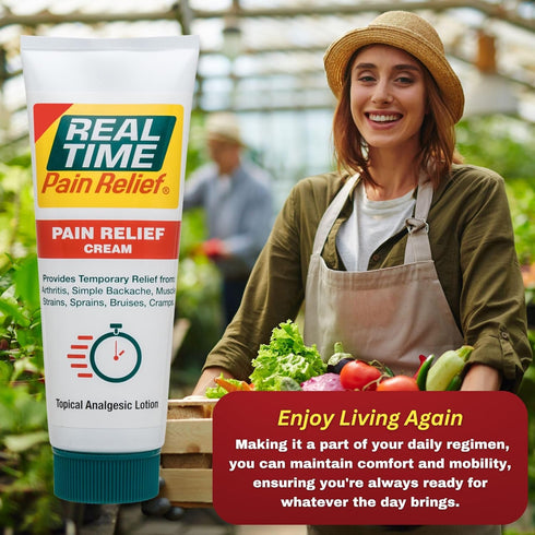 Real Time Pain Relief Cream, 3 Ounce Tube for Pain Relief