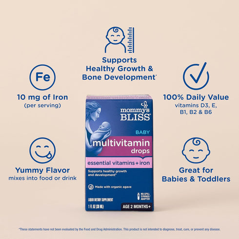 Mommy's Immune 2 30 ml Bliss Baby Multivitamin + Iron, Daily Essential Baby Vitamins for Support, Healthy Growth & Bone