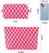 2Pcs Checkered Makeup Bag Set for Women, Large Cosmetic Bag, Travel Toiletry Pouch, Cute Pink Storage Organizer