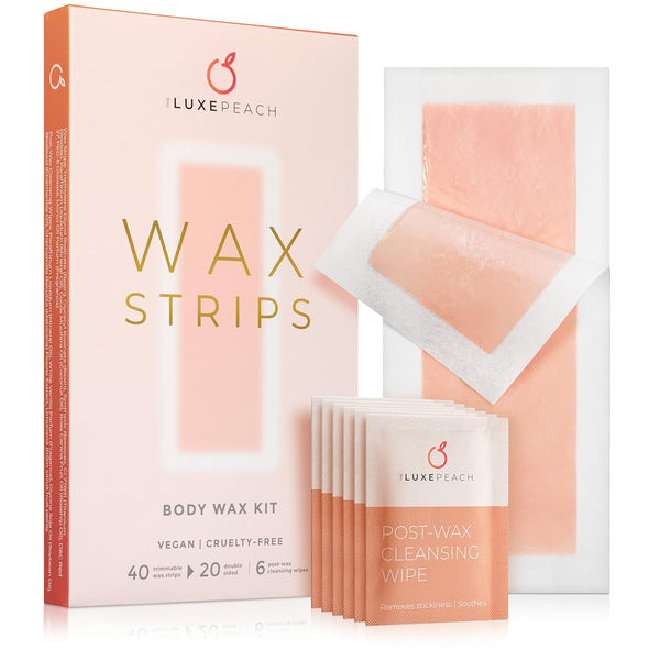 Wax Strips for Hair Removal - Vegan & Cruelty-Free Wax Strips with Coconut & Rosehip Oils, 40 Count