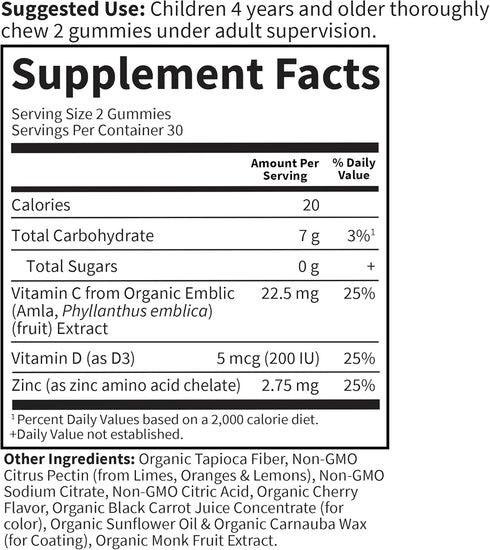 Immune Gummies D3 3-in-1 Immunity 30 Garden of Life Kids Support with Vitamin C, D as & Zinc for Daily Childrens