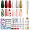RARJSM Painting Drawing Liner Pen Gel Nail Polish Set, Silver Gold Glitter Dark Green Red White Nail Art Kit