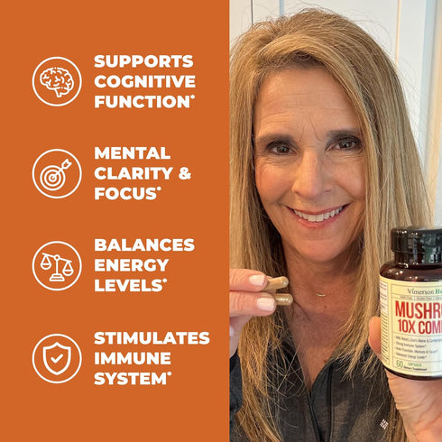 10-in-1 Mushroom Powder Supplement - Lion’s Mane Powder, Reishi Mushroom, Cordyceps, Chaga & more. Mushroom Complex Capsules for Memory, Focus, Immune Support, Energy. 60 Turkey Tail Mushroom Capsules