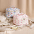 Large Quilted Makeup Bag for Women and Girls, Cute Floral Cotton Cosmetic Bag, Aesthetic Toiletry Bag (01Pink Bows)