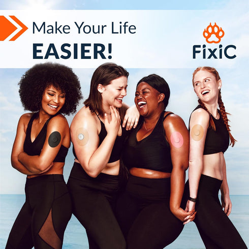 FixiC Freestyle Adhesive Patches, 25 PCS for Libre 1, 2, 3 & Plus, Waterproof Adhesive Covers, Best Fixation (Tan)