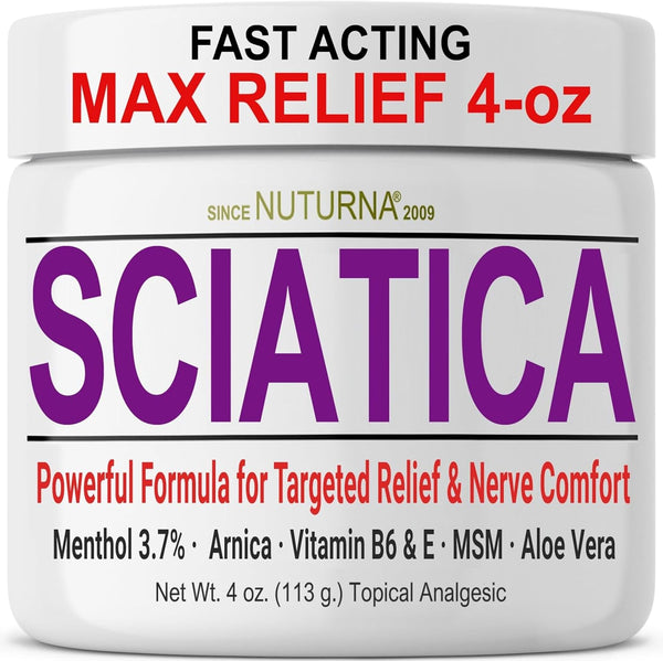Sciatica Nerve Cream - Maximum Strength Comfort Cream for Feet, Hands, Legs, Back - 4 Oz