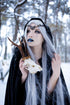 MOSTORY Handmade Moon Elf Crown - Elven Circlet Woodland Forest Headpiece Fairy Goddess Tiara Medieval Queen Accessory for Women Girls Halloween Cosplay Renaissance Accessory Green