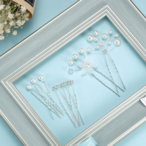 Maitys 44 Pieces Wedding Hair Accessories, Faux Pearl Crystal Comb Clips for Bride Bridesmaid