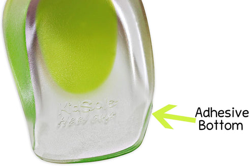2 Pack KidSole Shock Absorbing Gel Heel Cups, Lightweight for Kids with Sensitive Heels, Green, Size 11-2