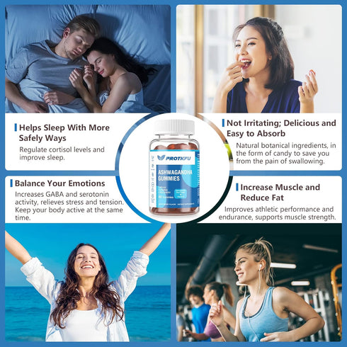 2 Pack Ashwagandha Gummies & Vitamin D Gummies, Organic Supplement for Sleep & Stress Relief