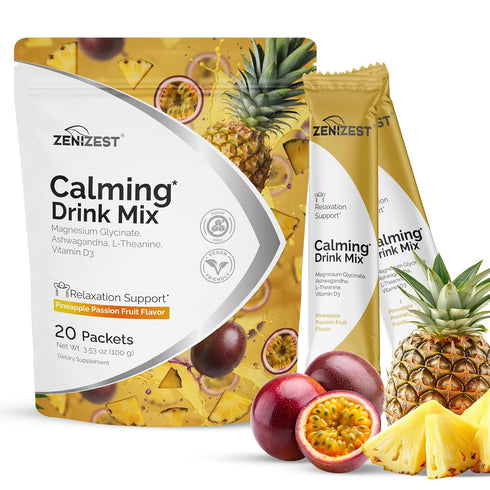 ZeniZest Calming Drink Mix Powder - Natural Cortisol Balance Calm Sleep Stress Support