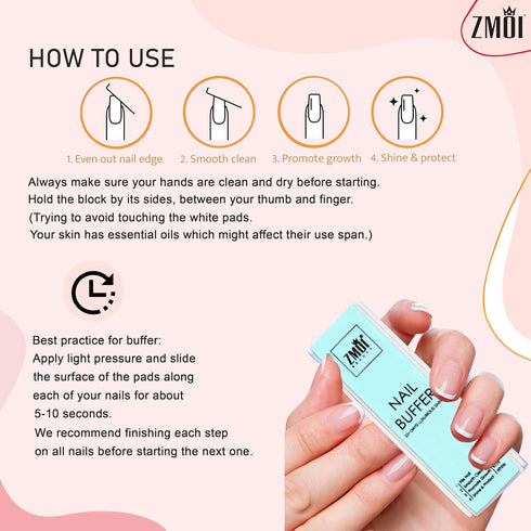 Pro Nail Buffer Block – 3 Pack, Luxurious Shine Korean 4-Way Nail Buffing Block for Home and Salon