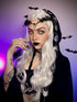 MOSTORY Handmade Black Flower Crown - Gothic Adjustable Raven Skull Headpiece Witch Headband Dark Fairy Tiara with Rhinestone for Wizard Halloween Cosplay Renaissance Goth Wedding Photo Shoot