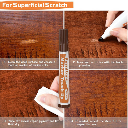 REALINN Wood Furniture Repair Kit, 8 Dark Colors for Scratch and Discoloration Repair on Wooden Surfaces