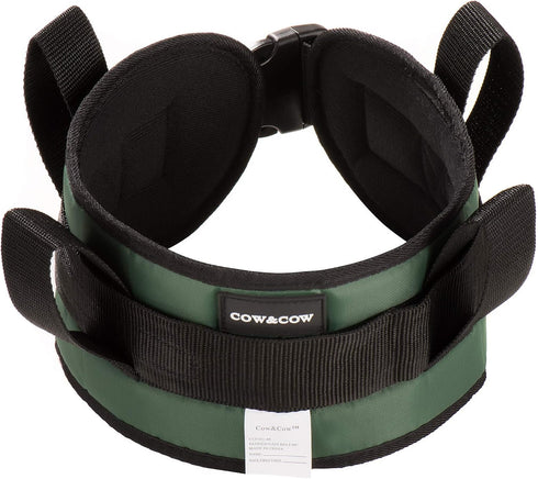 COW&COW Padded Gait Belt with 4 Handles and Quick Release Buckle (Green, 5.5 inches, M/28inches-48inches)
