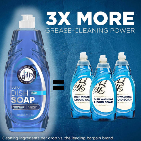 Ditto Ultra Dish Soap, 48 fl Oz, 2 Pack, Extra Tough On Grease & Stains