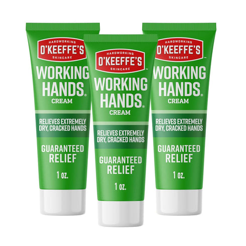 O'Keeffe's Working Hands Hand Cream for Extreme Dryness - 1 oz Tube (3 Pack) - Repairing Skincare for Cracked Hands
