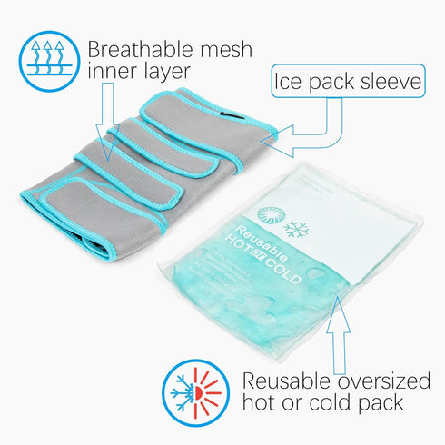 BraceUP Knee Ice Pack Wrap - Hot Cold Ice Pack for Knee Pain Relief, Reusable Gel Braces for Sport Injury