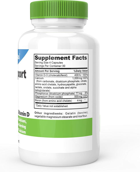 DrFormulas Bone Support Calcium Supplement 1000mg, 100% DV, with Vitamin D, Magnesium, Boron - 30 Day Supply