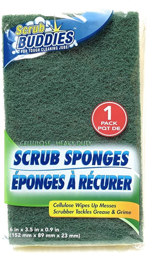Scrub Sponge, cellulose wipes up mess & scrubber takles grease and grime, heavy-duty, (6 inch X 3.5 inch X 0.9 inch) by Scrub Buddies