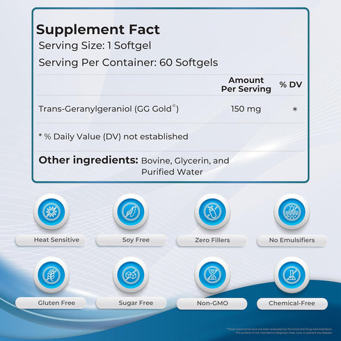 GG Essential - Annatto Derived Geranylgeraniol Dietary Supplement for Statin Users - 150 mg, 60 Softgels