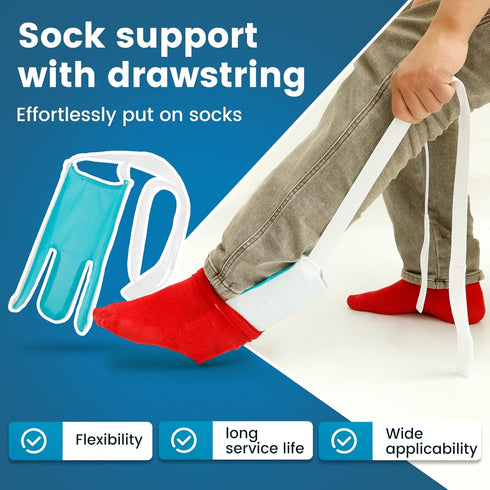 LAINIUTE 2 2 1 Stocking Aid with Pcs in Button Hook and Zipper Pull for Putting Stockings Easy On and Off for Seniors