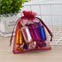 100pcs Red Organza Gift Pouches, 2x3 Inch Sheer Drawstring Bags for Jewelry, Wedding, Party & Christmas Favor Gifts