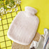 iiniim 2L Hot Water Bottle Bag with Faux Fur Plush Cover Hand Warmer for Pain Relief, Back, Neck and Shoulders Khaki