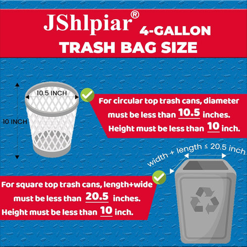 180 Count 4 Gallon Trash Bags, Drawstring White Unscented Small Garbage Bags for Office, Bathroom
